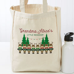 Personalized Reindeer Family Canvas Tote