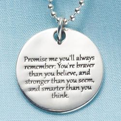 Promise Me Inspriational Quote Silver Pendant