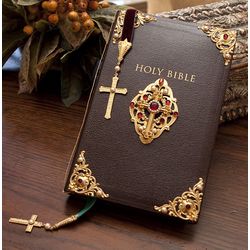 Ruby Crystal and Pearl Jeweled Bible - FindGift.com