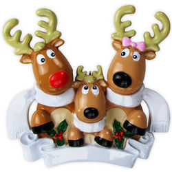 Personalized 3 Reindeer Family Ornament