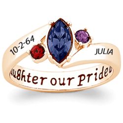 Gold Over Sterling Our Daughter Our Pride Birthstone & Name Ring