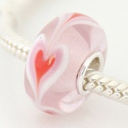 Valentine Heart Glass Charm Bead - Pandora Compatible