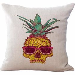 Pineapple Skull Decorative Pillow