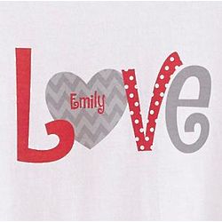 Toddler's Personalized Chevron Love Heart T-Shirt