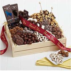 Chocolate Cravings Crate with Thank You Ribbon