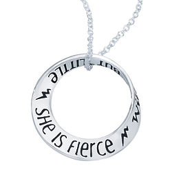 She Is Fierce Shakespeare Quote Mobius Ring Necklace