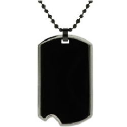 Black Stainless Steel Dog Tag with Steel Frame
