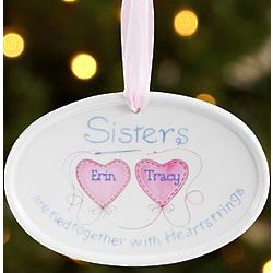 Personalized Sisters Heartstrings Ornament