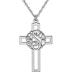 Personalized Sterling Silver Monogram Cross Necklace