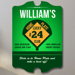 Home Plate Club Personalized Bar Sign