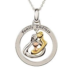 Sterling Silver Embraced by the Heart Family Necklace