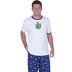 White & Blue Chanukah Pajamas for Men