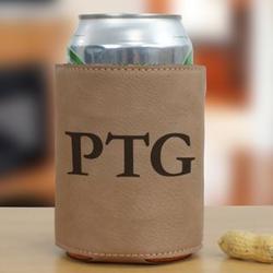 Personalized Three Initial Faux Leather Drink Koozie