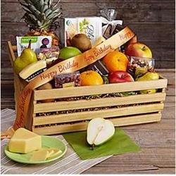 Organic Gift Basket with Happy Birthday Ribbon