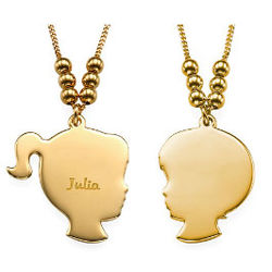 Engraved 18k Gold Plated Boy or Girl Silhouette Necklace