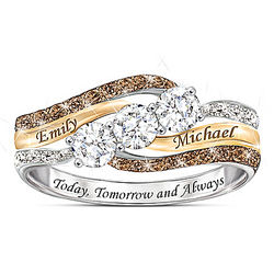 Today and Always Personalized Diamond & Topaz Ring