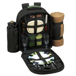 Eco Picnic Backpack for Two and Picnic Blanket