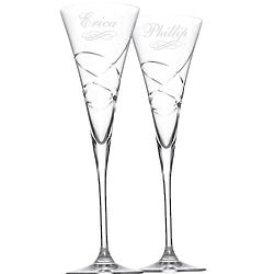 Silhouette Personalized Crystal Champagne Toasting Flutes