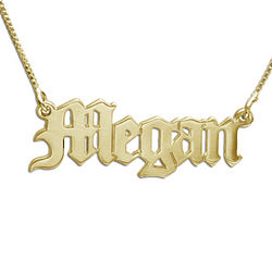 14k Gold Old English Style Name Necklace