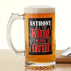 Personalized King of the Grill Beer Mug