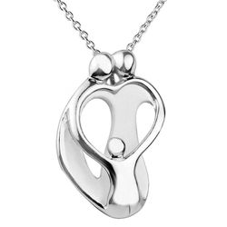 Loving Family Sterling Silver 2 Parents a 1 Child Small Pendant