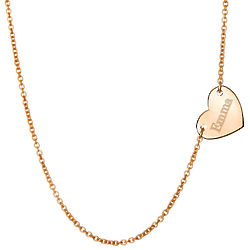 Engravable Sideways Heart Rose Gold Necklace