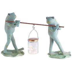 Frogs and Firefly Solar Lantern Garden Sculpture