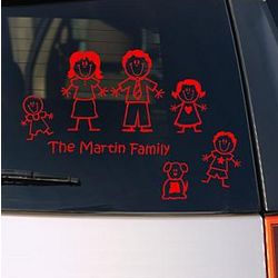 Red Vinyl Personalized Family of Characters Car Decals