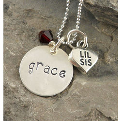 Personalized Big or Lil Sis Hand-Stamped Necklace