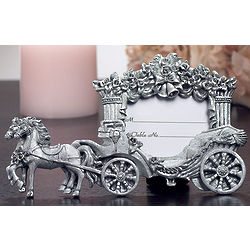 Pewter Finish Wedding Coach Place Card Frame