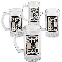 Personalized Man Cave Men Only Beer Mug Set