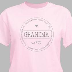 Personalized Family Names Cotton T-Shirt for Her