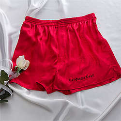Personalized Red Silk Boxer Shorts