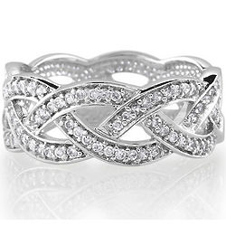 Sterling Silver Cubic Zirconia Accent Woven Ring