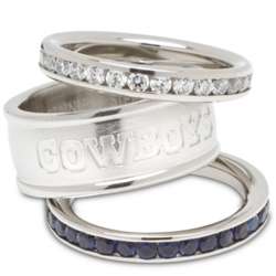 Dallas Cowboys Stainless Steel and Crystal Stacked Sports Ring