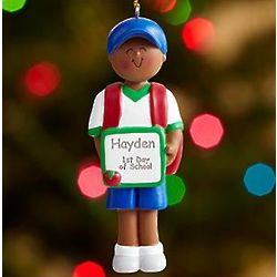 Male African American Personalized 1st Day of School Ornament