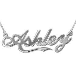 Sterling Silver Coca Cola Style Name Necklace in Double Thickness