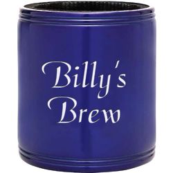 Personalized Stainless Steel Insulated Can Holder in Blue