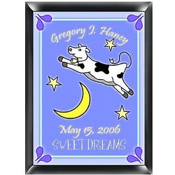 Cow Over the Moon Boy's Personalized Room Sign