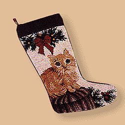 Handcrafted Tabby Cat Christmas Stocking