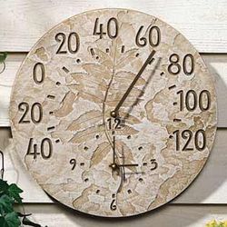 Fossil Sumac Leaves Thermometer Clock
