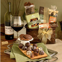 Chocolate Gift Basket with Wine