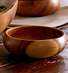 4 Acacia Wood Salad Bowls