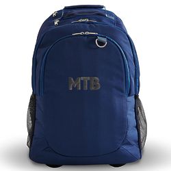 Personalized Rolling Backpack in Navy with Gray Thread