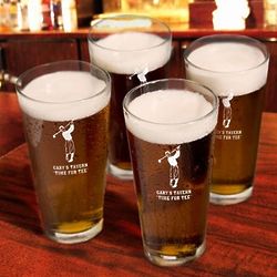 4 Personalized Golf Pint Glasses