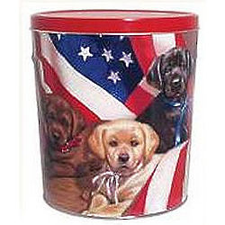3.5 Gallons Popcorn Gift Tin with Patriotic Pups