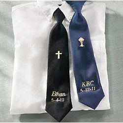 Navy Chalice Personalized First Communion Tie