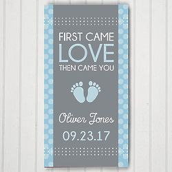 Personalized First Came Love, Then Came You Footprint Wall Canvas