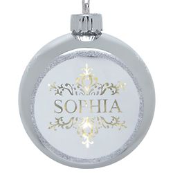 Personalized Snowflake Glitter Globe Lighted Ornament in Silver