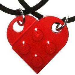 Friendship Love Red Lego Heart Necklace